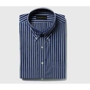 Allen Edmonds Shirt Mens Medium Blue Striped Long Sleeve Single Needle Tailoring